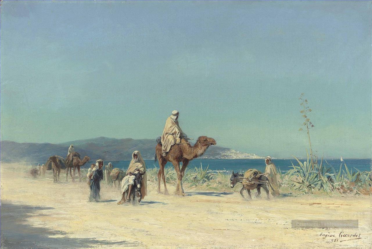 Arabes sur une route côtière Eugene Girardet Orientalist Peintures à l'huile